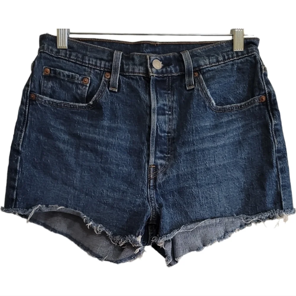 Levi's 501 Button Fly Cutoff Denim Jean Shorts 29 Dark Wash